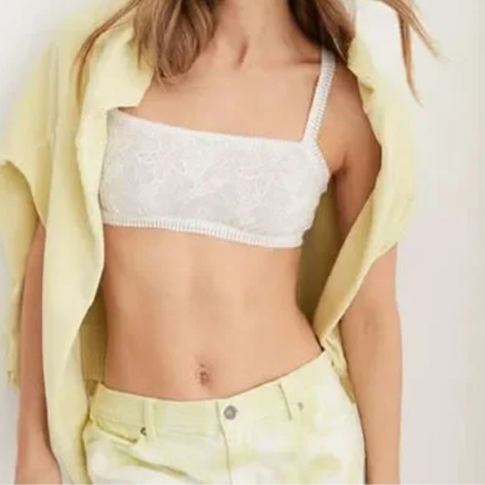 Aerie Coral Lace Bandeau  Bralette Cream Size‎ Large NWT